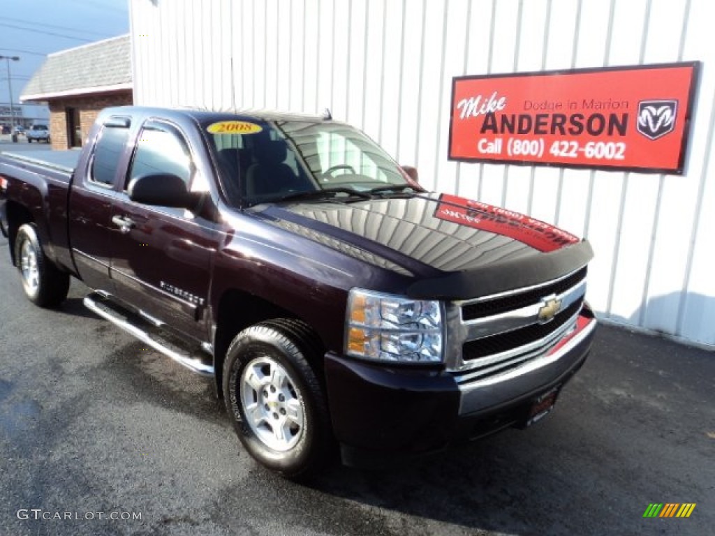 2008 Silverado 1500 LS Extended Cab 4x4 - Dark Cherry Metallic / Ebony photo #1