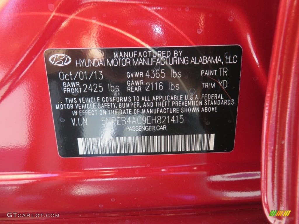 2014 Sonata Color Code TR for Venetian Red Photo #87205422
