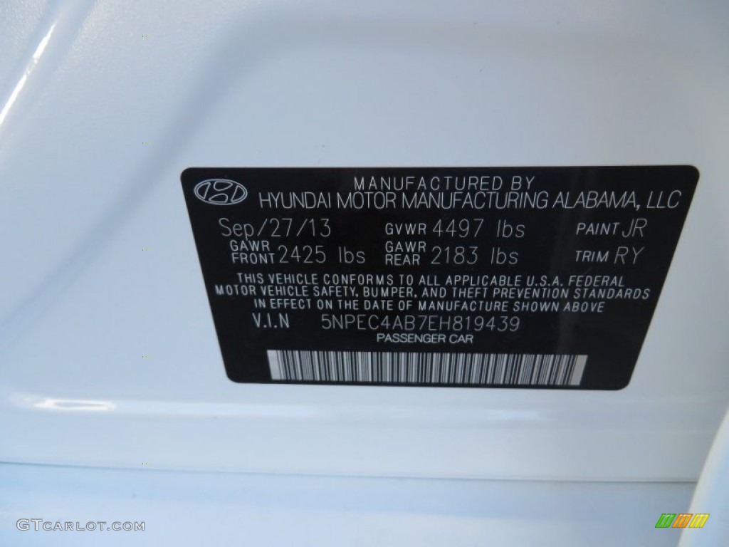 2014 Sonata Limited 2.0T - Pearl White / Gray photo #41