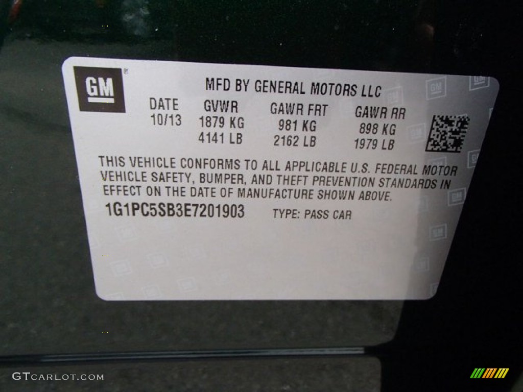 2014 Cruze LT - Rainforest Green Metallic / Jet Black photo #20