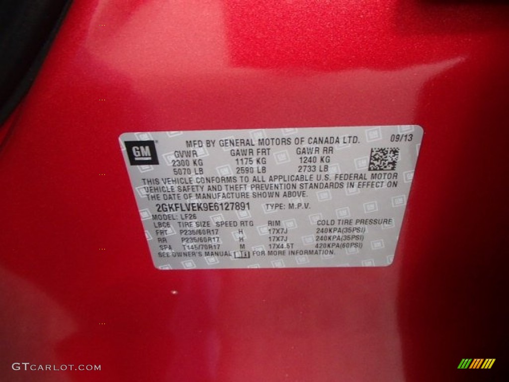 2014 GMC Terrain SLE AWD Info Tag Photo #87226983