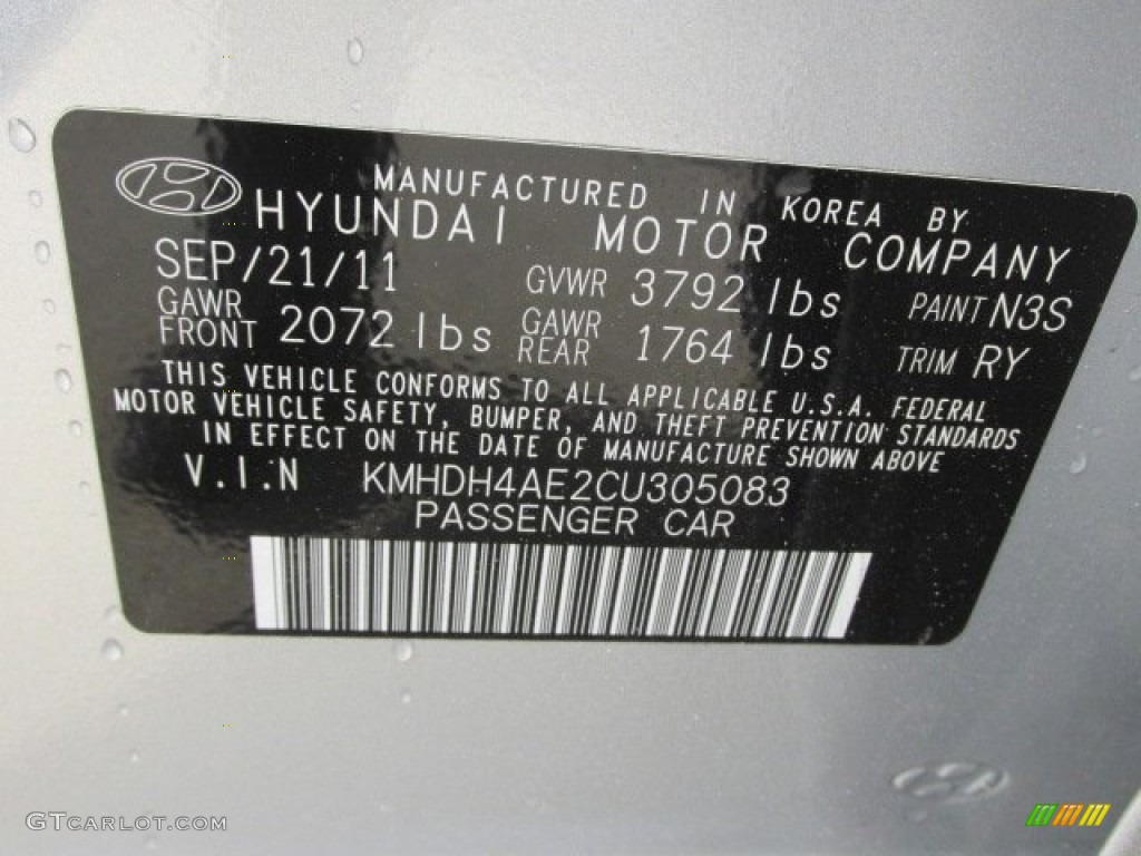 2012 Elantra Limited - Shimmering Silver / Black photo #19