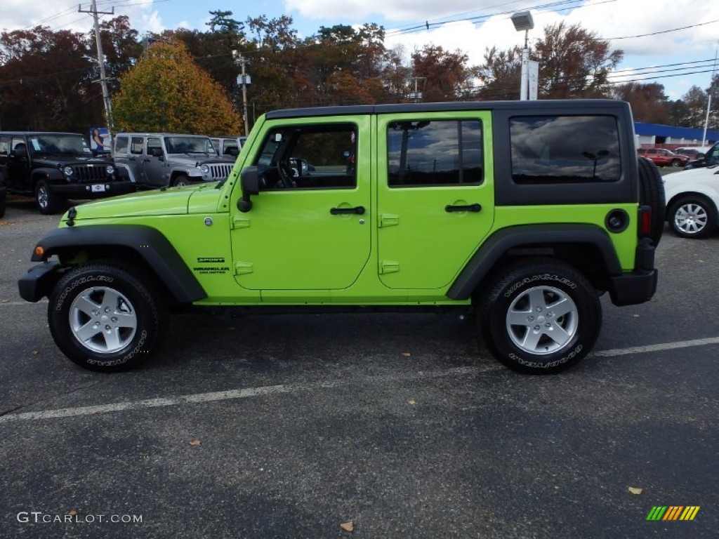 2013 Wrangler Unlimited Sport S 4x4 - Gecko Green Pearl / Black photo #6