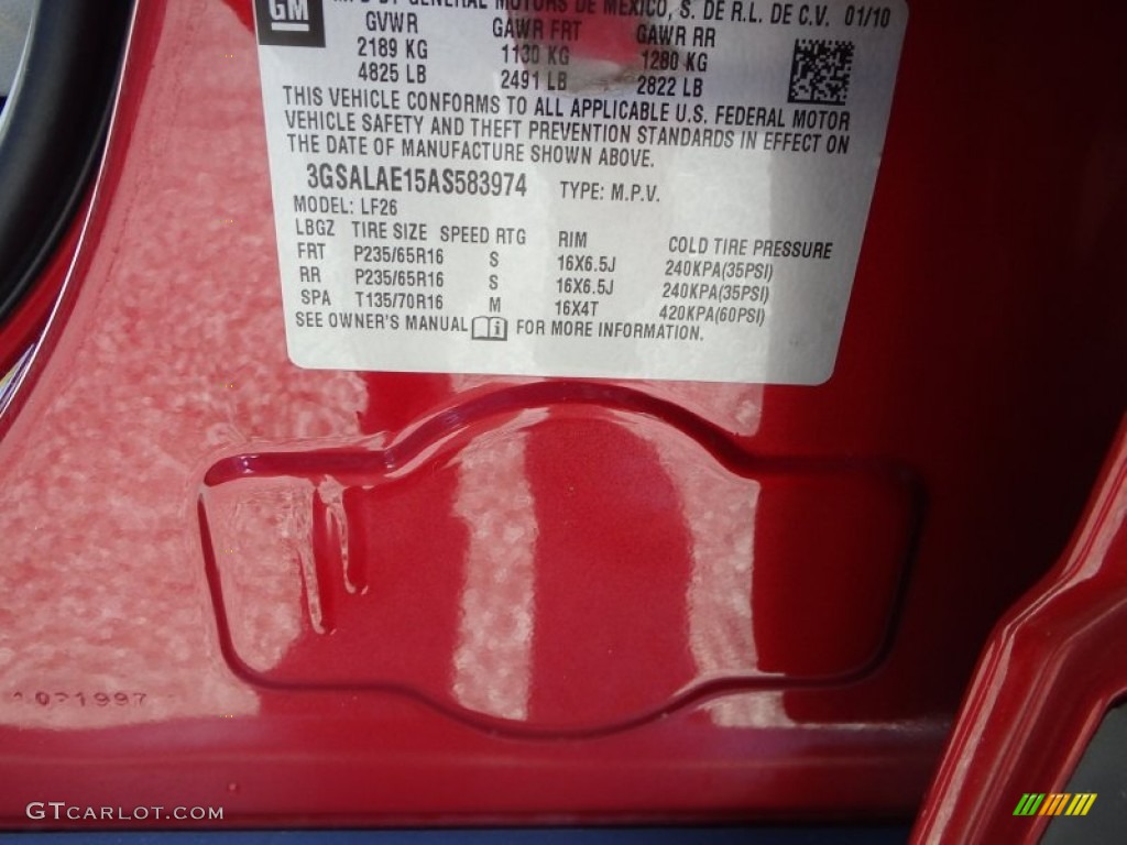 2010 VUE XE - Crystal Red Tintcoat / Gray photo #26
