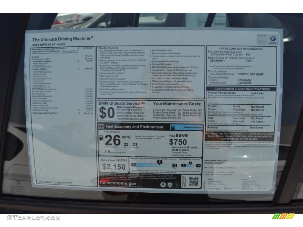 2014 BMW X1 xDrive28i Window Sticker Photo #87234144