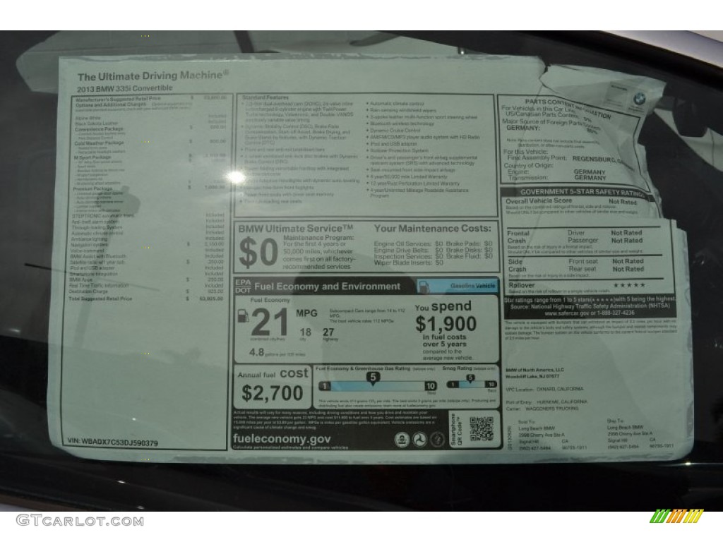 2013 3 Series 335i Convertible - Alpine White / Black photo #3