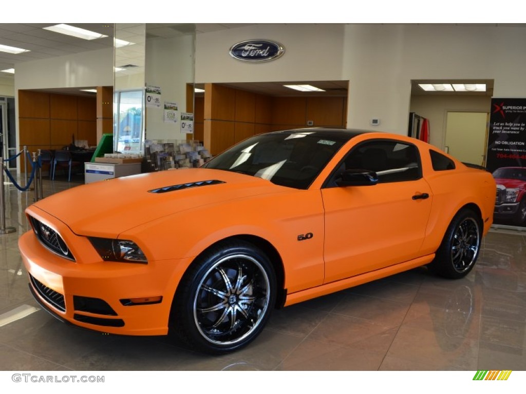2014 Ford Mustang GT Coupe Matte Orange Wrap Photo #87241362