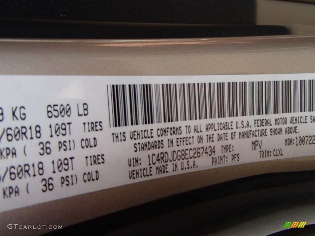 2014 Durango Color Code PFS for Sandstone Pearl Photo #87243315