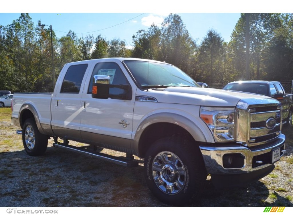 2013 F250 Super Duty Lariat Crew Cab 4x4 - White Platinum Tri-Coat / Black photo #1