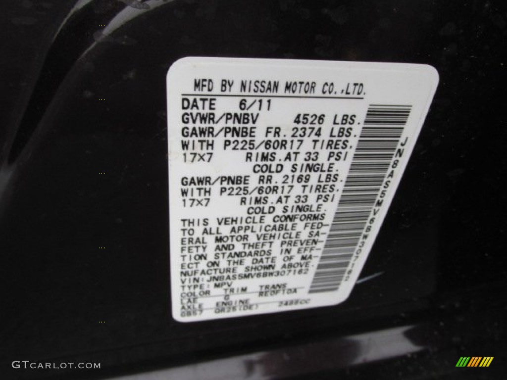 2011 Rogue SV AWD - Black Amethyst / Black photo #40