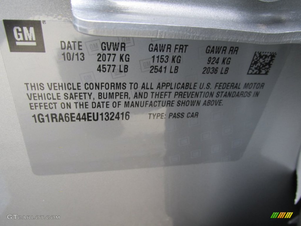 2014 Chevrolet Volt Standard Volt Model Info Tag Photo #87246465