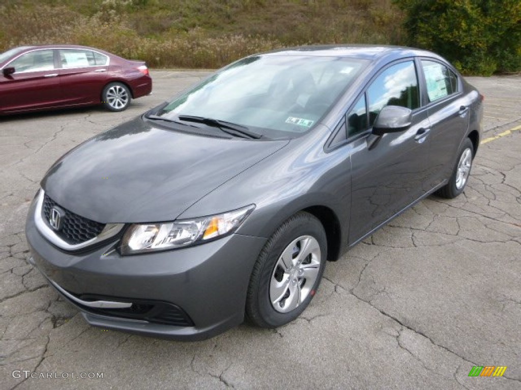 2013 Civic LX Sedan - Polished Metal Metallic / Black photo #7