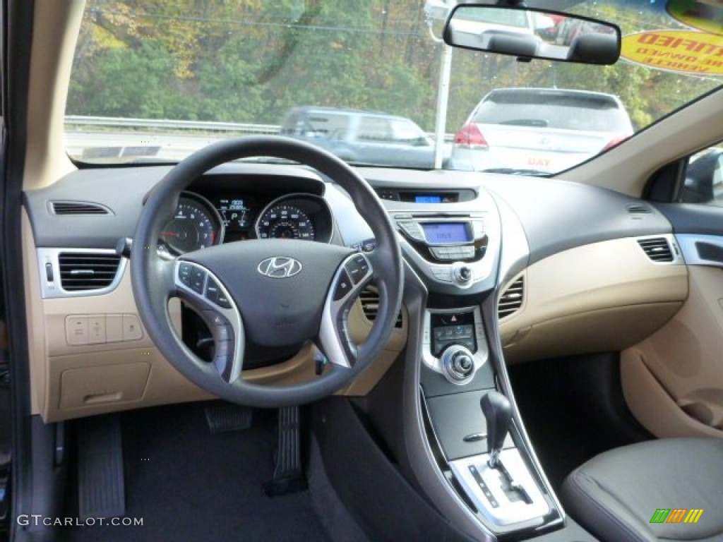 2012 Elantra GLS - Midnight Black / Beige photo #12