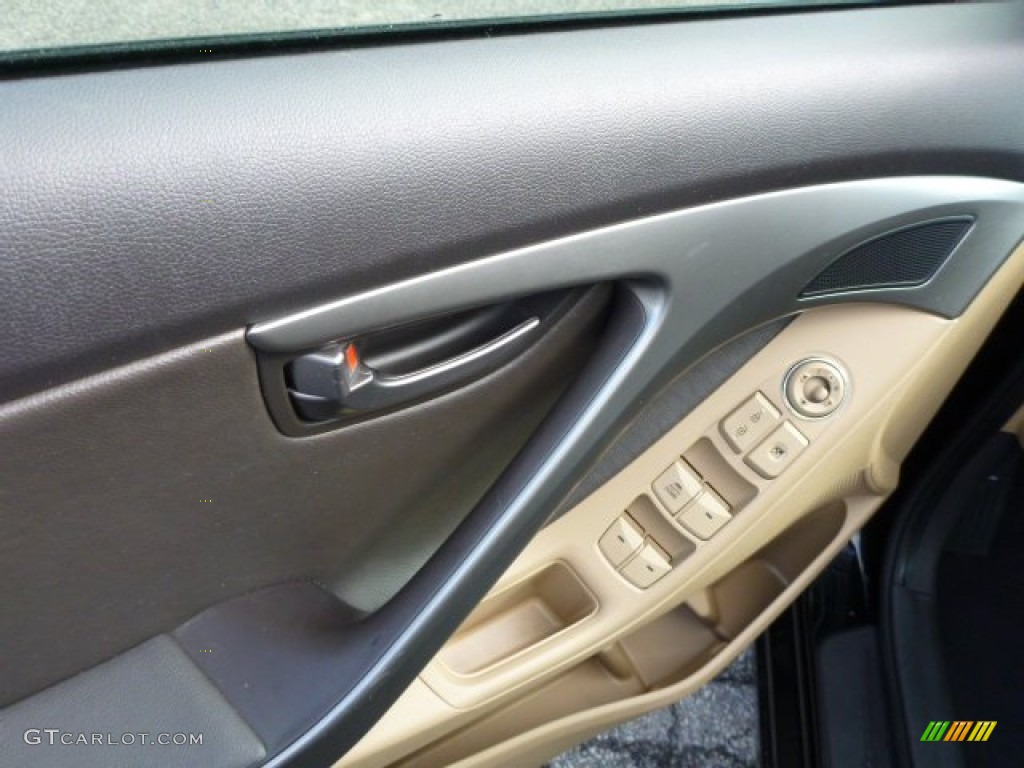 2012 Elantra GLS - Midnight Black / Beige photo #14