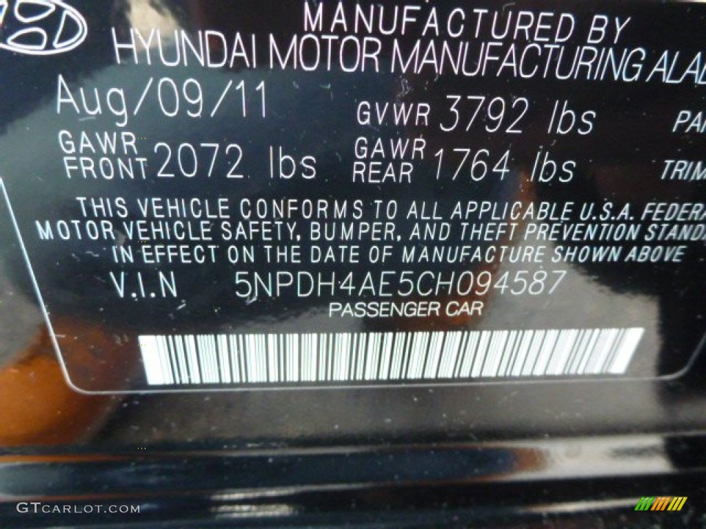 2012 Elantra GLS - Midnight Black / Beige photo #16