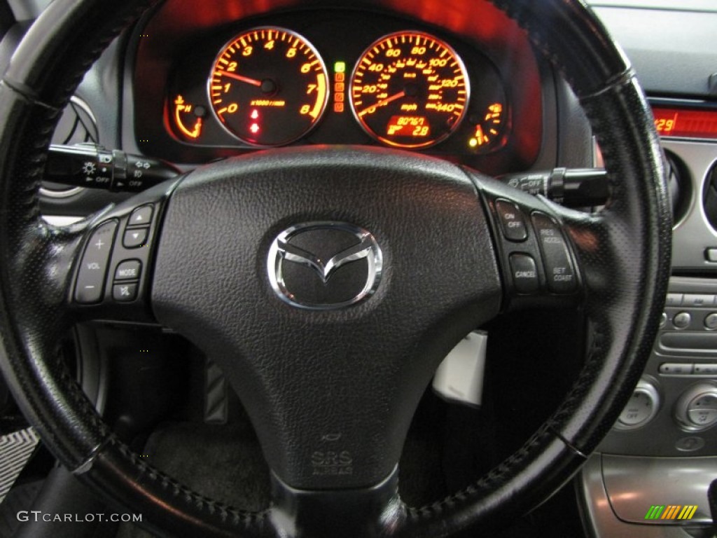 2005 Mazda MAZDA6 s Sport Sedan Black Steering Wheel Photo #87267606