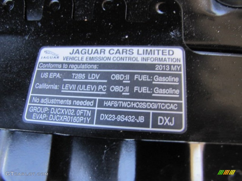 2013 Jaguar XF I4 T Info Tag Photos