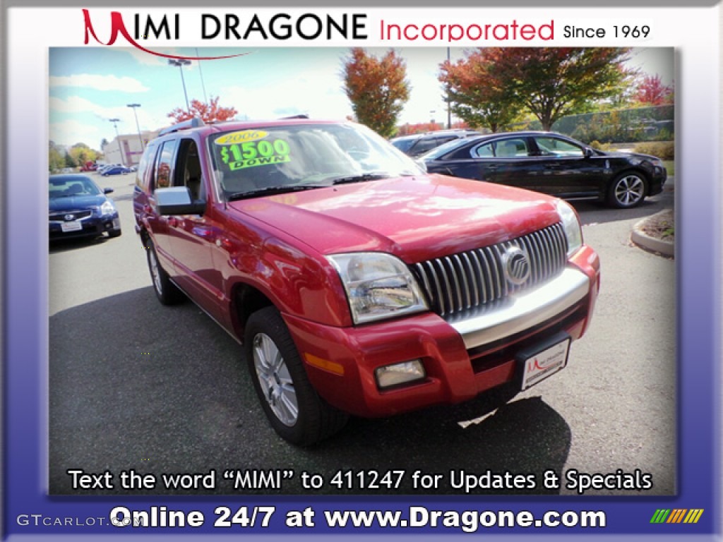 2006 Mountaineer Premier AWD - Vivid Red Metallic / Camel photo #6