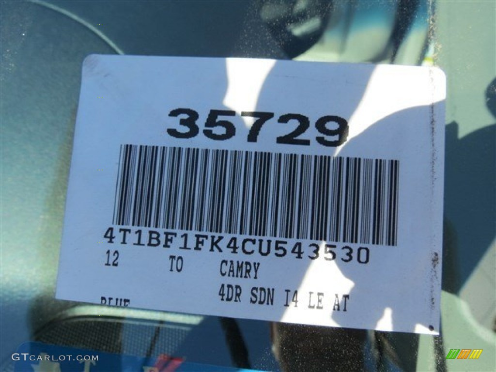 2012 Camry LE - Clearwater Blue Metallic / Ivory photo #18