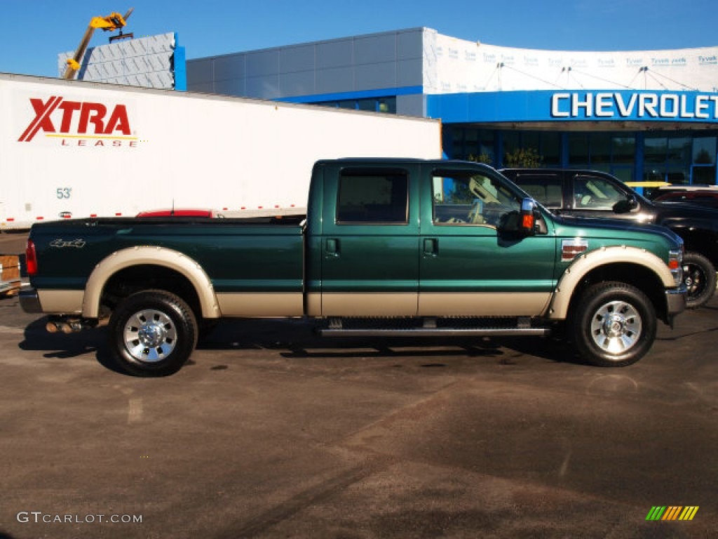 2010 F350 Super Duty Lariat Crew Cab 4x4 - Forest Green Metallic / Camel photo #1