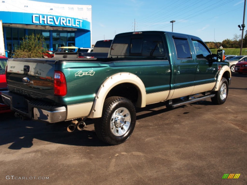 2010 F350 Super Duty Lariat Crew Cab 4x4 - Forest Green Metallic / Camel photo #3