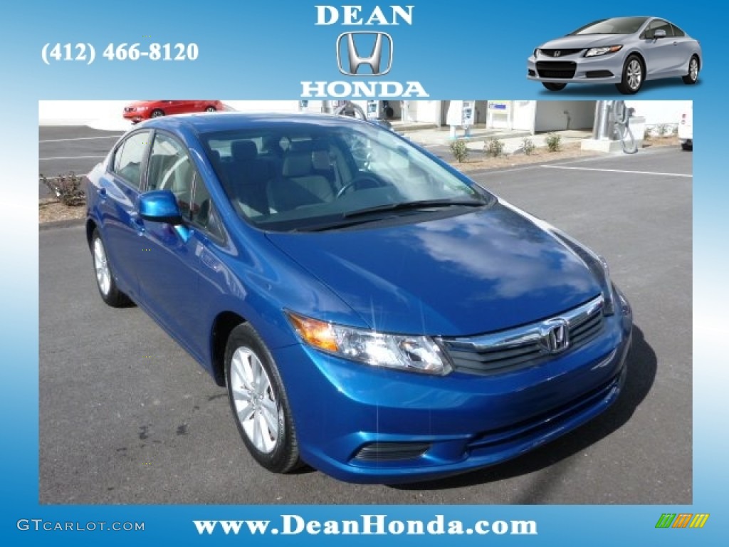 2012 Civic EX-L Sedan - Dyno Blue Pearl / Gray photo #1