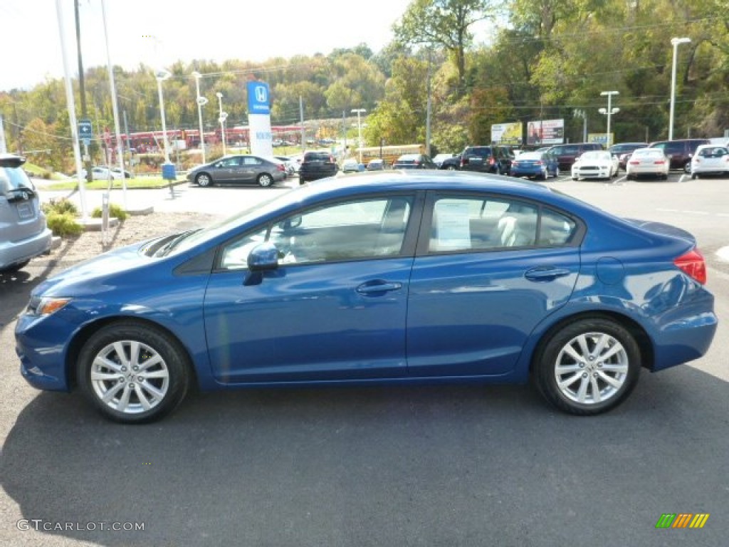 2012 Civic EX-L Sedan - Dyno Blue Pearl / Gray photo #6