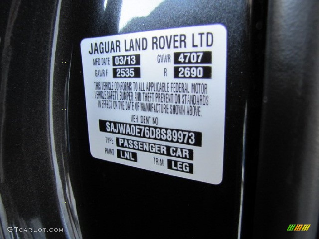 2013 Jaguar XF 3.0 Color Code Photos