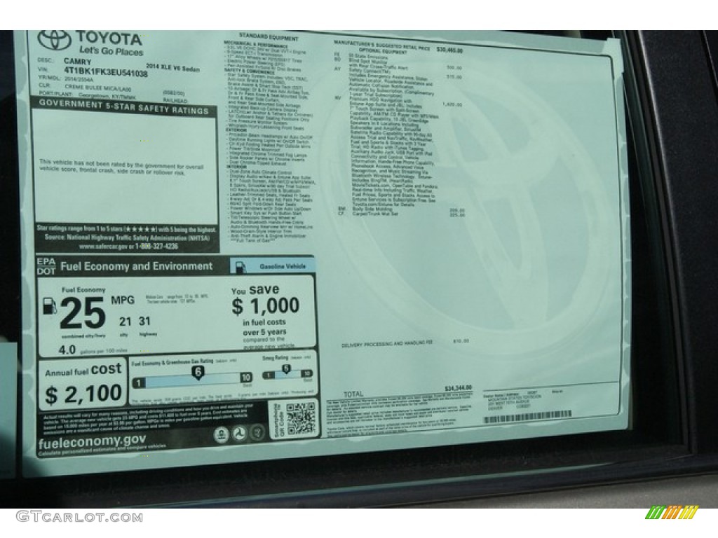 2014 Camry XLE V6 - Creme Brulee Metallic / Ivory photo #10