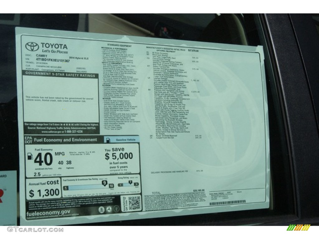 2014 Camry Hybrid XLE - Champagne Mica / Ivory photo #10