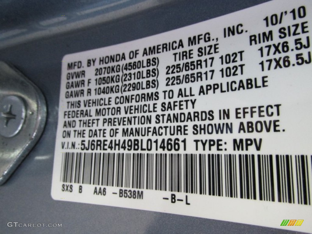 2011 CR-V SE 4WD - Glacier Blue Metallic / Gray photo #9