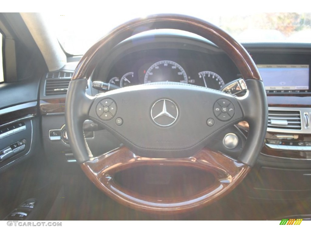 2010 Mercedes-Benz S 600 Sedan Black Steering Wheel Photo #87299091