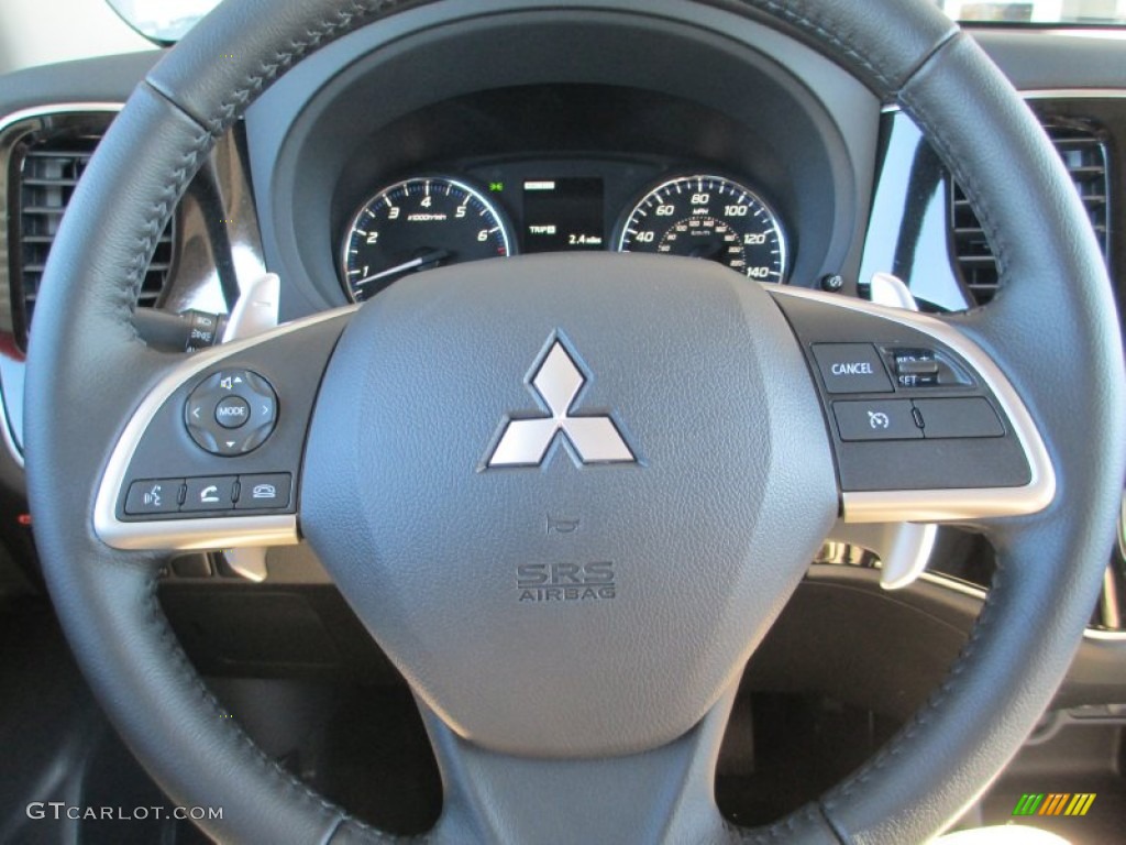 2014 Mitsubishi Outlander GT S-AWC Black Steering Wheel Photo #87299577