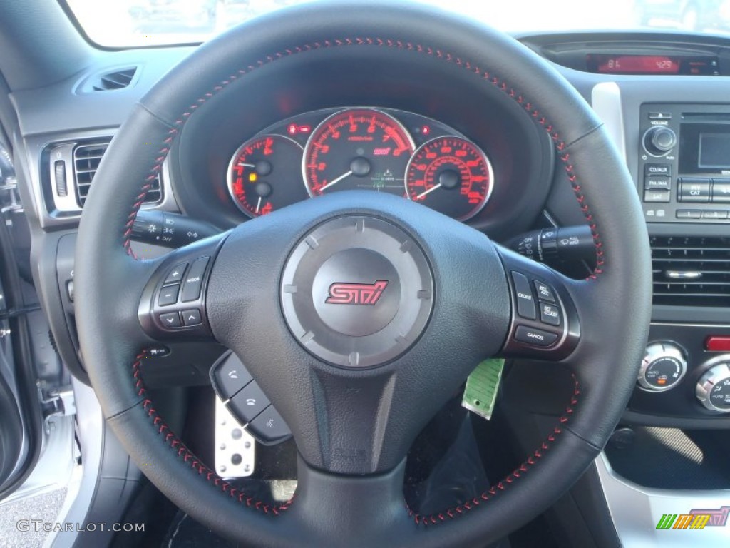 2014 Subaru Impreza WRX STi 4 Door STI Black Alcantara/ Carbon Black Leather Steering Wheel Photo #87308860