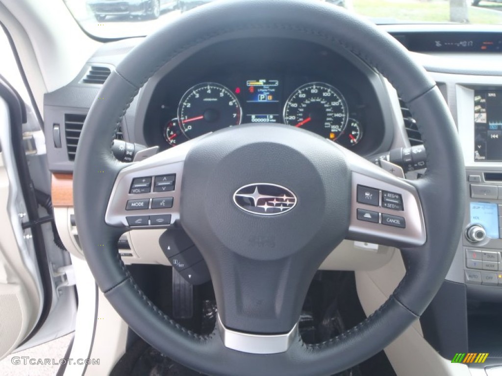 2014 Subaru Outback 3.6R Limited Ivory Steering Wheel Photo #87312142