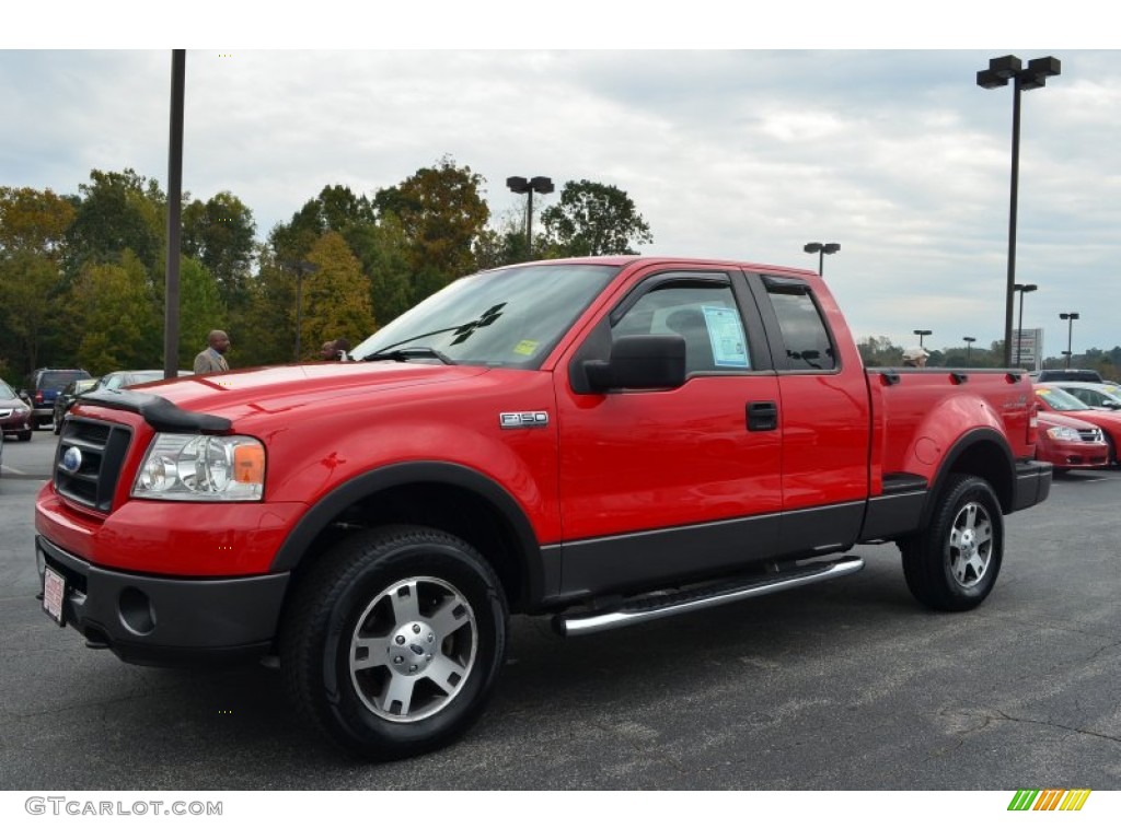 Bright Red 2007 Ford F150 FX4 SuperCab 4x4 Exterior Photo #87312231
