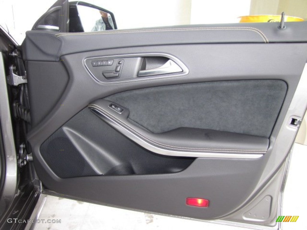 2014 Mercedes-Benz CLA Edition 1 Neon Art Black/DINAMICA w/Yellow Stitching Door Panel Photo #87314527