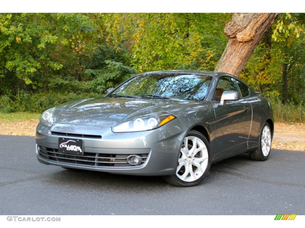 2007 Tiburon GT - Carbon Gray / Black/Red photo #3