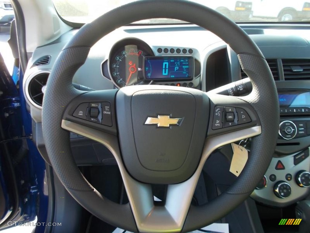 2014 Chevrolet Sonic LT Sedan Jet Black/Dark Titanium Steering Wheel Photo #87315463