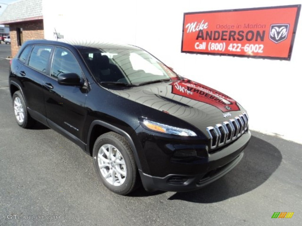 2014 Cherokee Sport - Brilliant Black Crystal Pearl / Iceland - Black/Iceland Gray photo #1