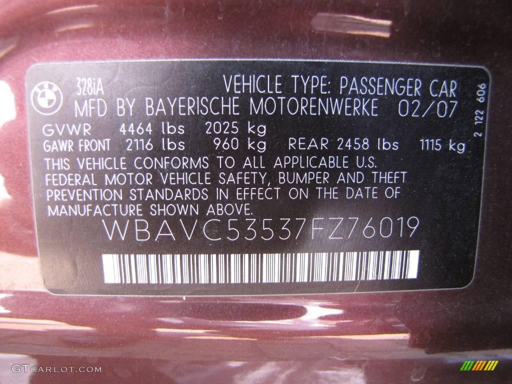 2007 3 Series 328i Sedan - Barrique Red Metallic / Beige photo #31