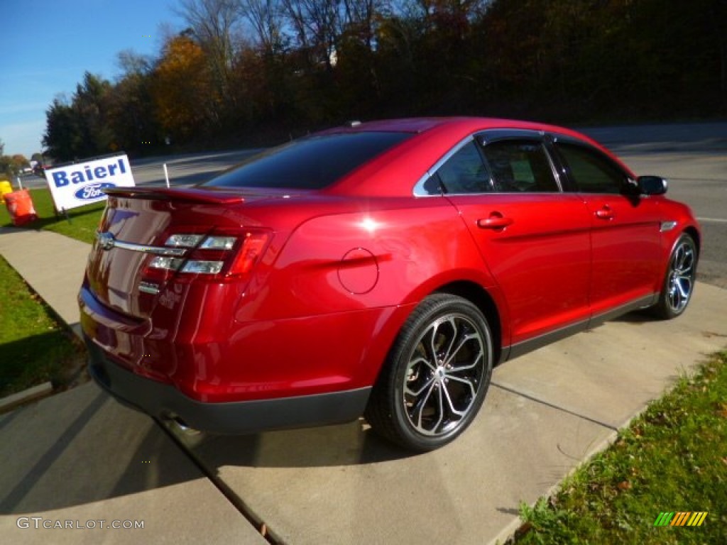 2013 Taurus SHO AWD - Ruby Red Metallic / SHO Charcoal Black/Mayan Gray Miko Suede photo #8