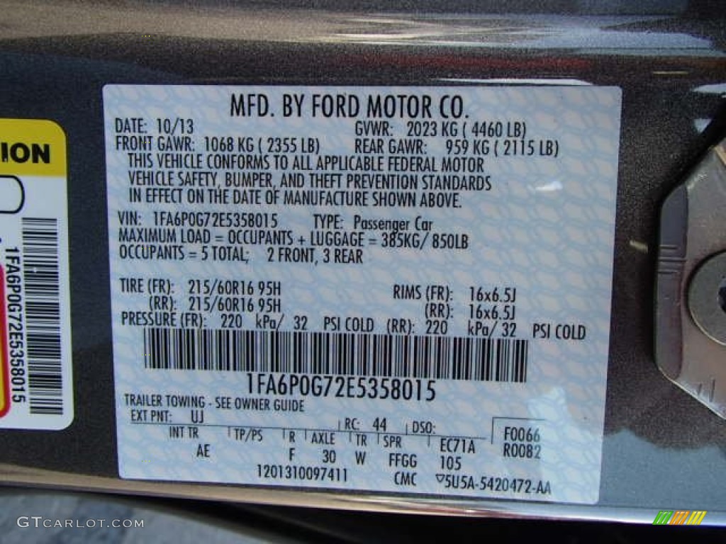 2014 Fusion Color Code UJ for Sterling Gray Photo #87330565