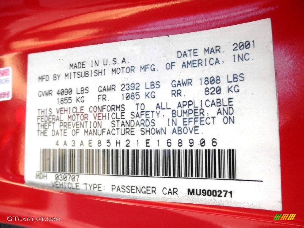 2001 Eclipse Spyder GT - Saronno Red / Tan photo #6