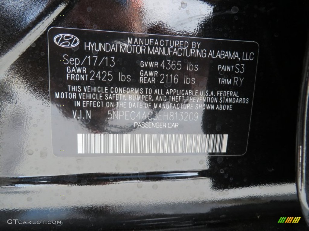 2014 Hyundai Sonata SE Color Code Photos