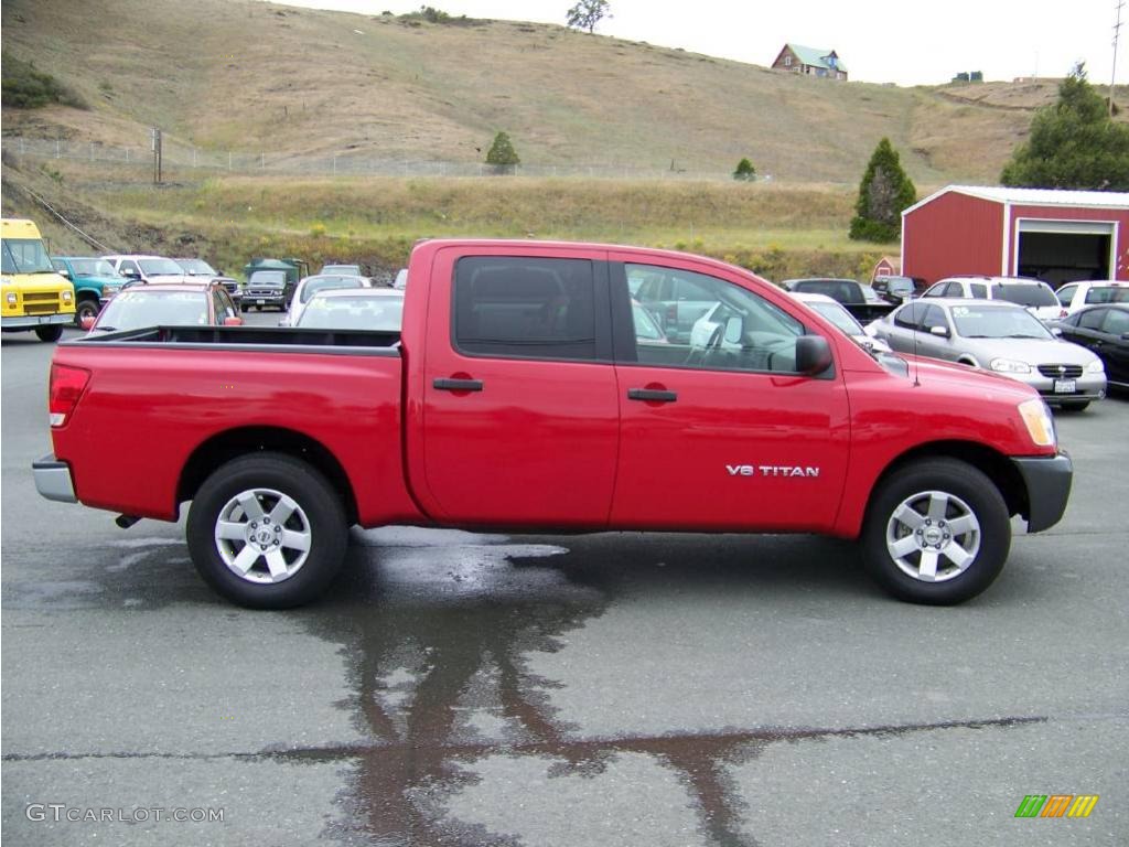 2008 Titan SE Crew Cab - Red Alert / Almond photo #6