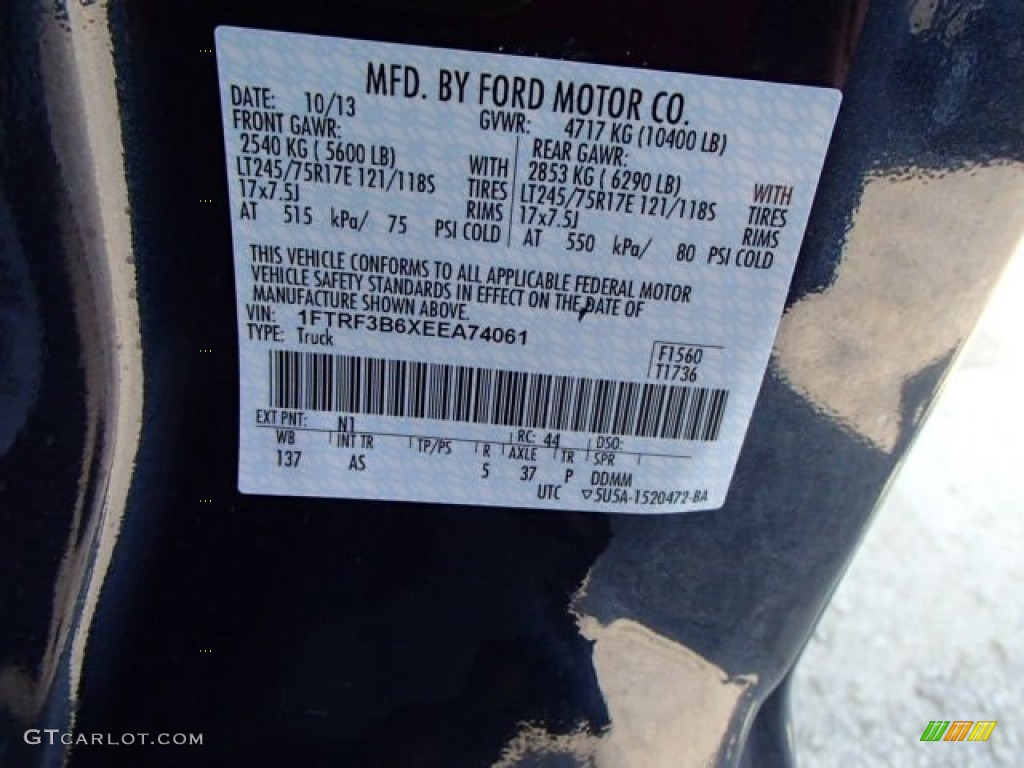 2014 Ford F350 Super Duty XL Regular Cab 4x4 Color Code Photos