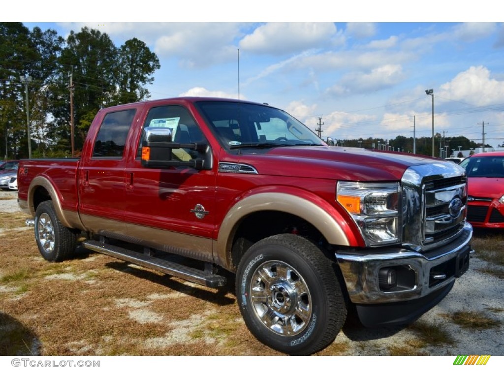 2014 F250 Super Duty Lariat Crew Cab 4x4 - Ruby Red Metallic / Adobe photo #1