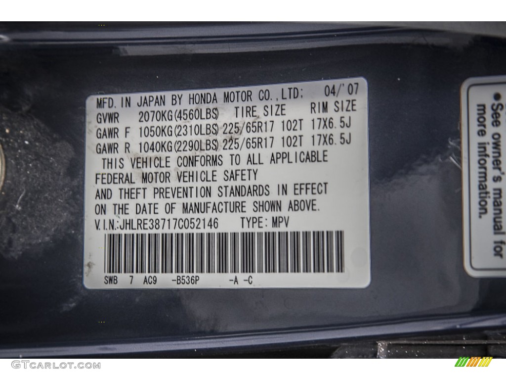 2007 CR-V EX-L - Royal Blue Pearl / Black photo #19
