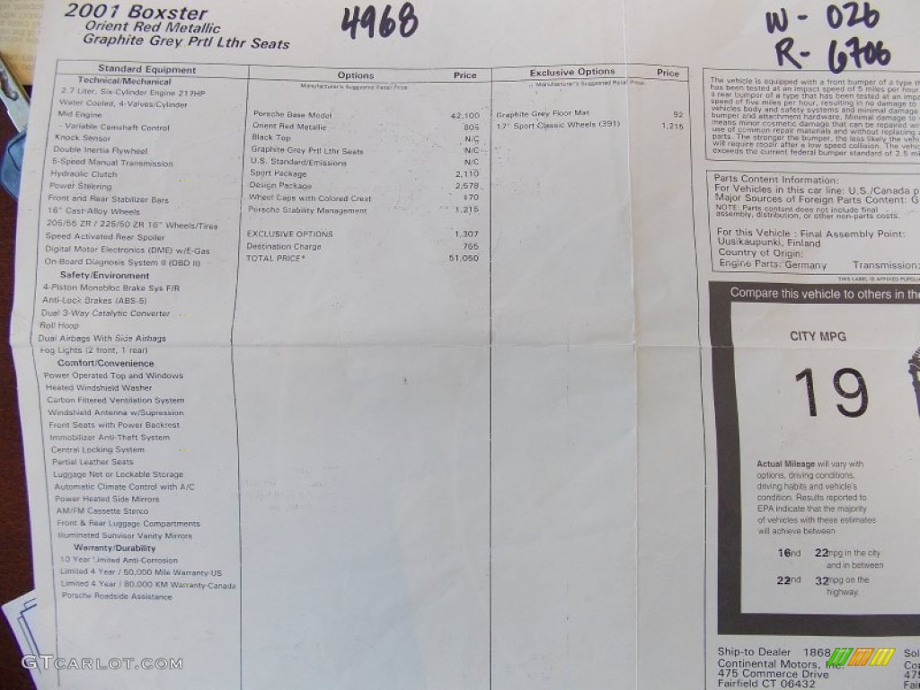 2001 Boxster  - Orient Red Metallic / Graphite Grey photo #27